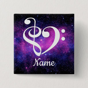 Treble Clef Bass Clef Heart Nebula Customized Button