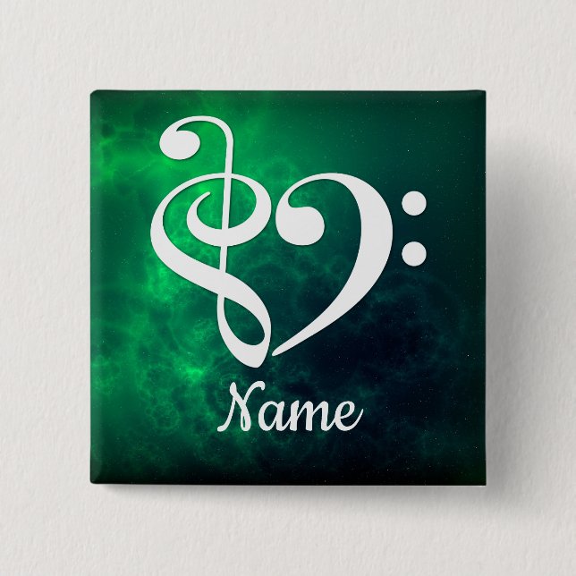 Treble Clef Bass Clef Heart Nebula Customized Button (Front)