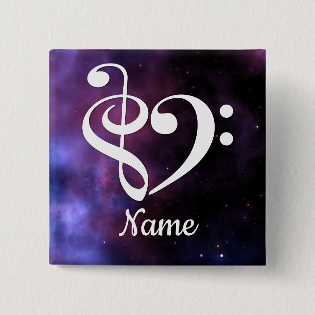 Treble Clef Bass Clef Heart Nebula Customized Button (Front)
