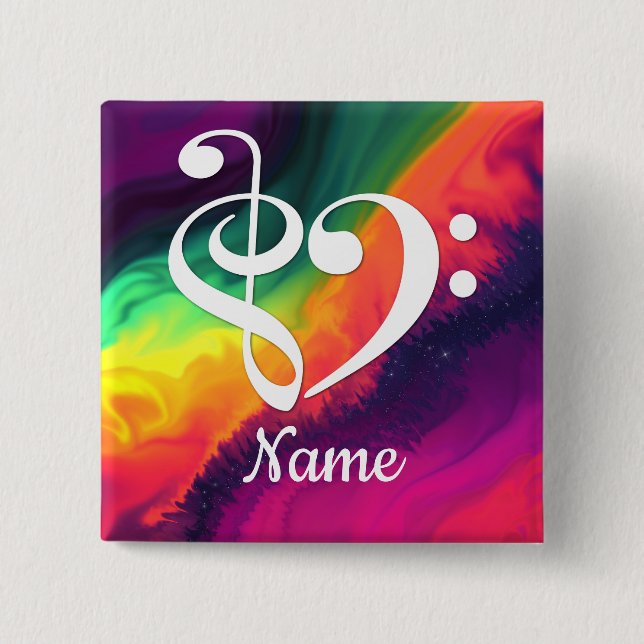 Treble Clef Bass Clef Heart Nebula Customized Button (Front)