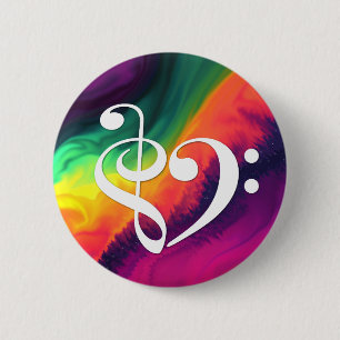 Treble Clef Bass Clef Heart Rainbow Waves Nebula Button