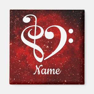 Treble Clef Bass Clef Heart Red Nebula Customized Magnet