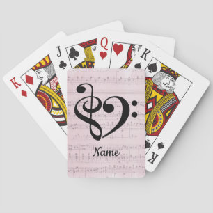 Treble Clef Bass Clef Heart Sheet Music Customized Poker Cards