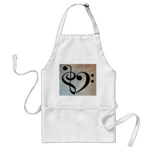 Treble Clef Bass Clef Heart Vintage Sheet Music Adult Apron
