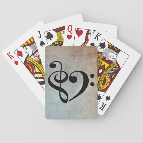 Treble Clef Bass Clef Heart Vintage Sheet Music Playing Cards