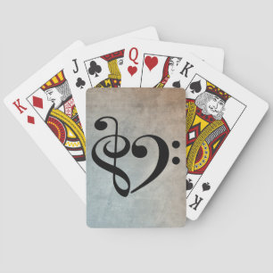 Treble Clef Bass Clef Heart Vintage Sheet Music Poker Cards