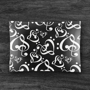 Treble Clef Bass Clef Hearts Music Notes Pattern Trinket Tray