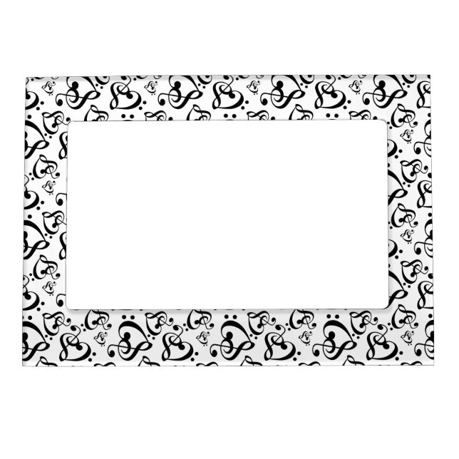 Treble Clef Bass Clef Hearts Music Pattern Frame (Front)