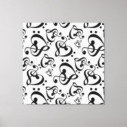 Treble Clef Bass Clef Hearts Music Wall Art Canvas