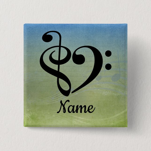 Treble Clef Bass Clef Music Heart Customized Button (Front)