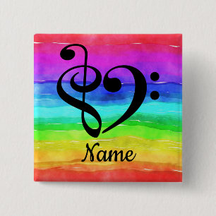 Treble Clef Bass Clef Music Heart Customized Button