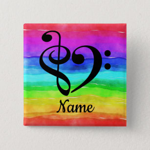 Treble Clef Bass Clef Music Heart Customized Button