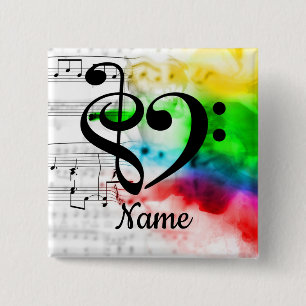 Treble Clef Bass Clef Music Heart Customized Button