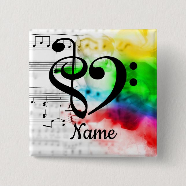 Treble Clef Bass Clef Music Heart Customized Button (Front)