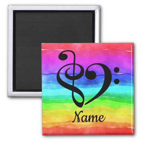 Treble Clef Bass Clef Music Heart Customized Magnet