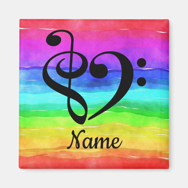 Treble Clef Bass Clef Music Heart Customized Magnet (Front)