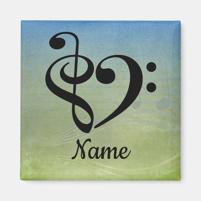 Treble Clef Bass Clef Music Heart Customized Magnet (Front)