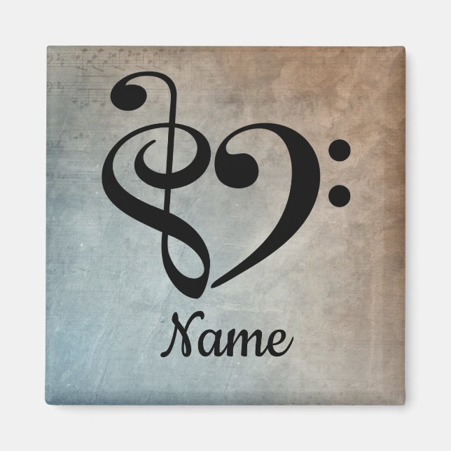 Treble Clef Bass Clef Music Heart Customized Magnet (Front)