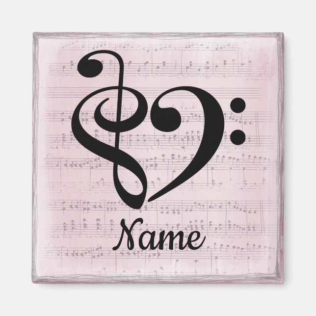 Treble Clef Bass Clef Music Heart Customized Magnet (Front)
