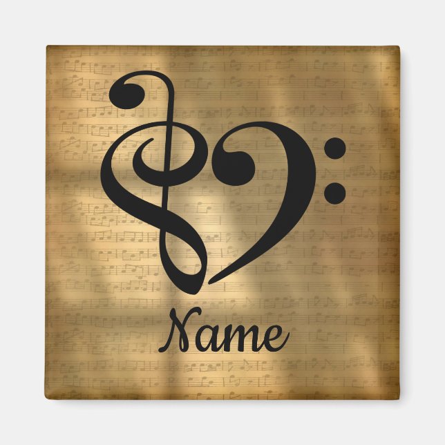 Treble Clef Bass Clef Music Heart Customized Magnet (Front)