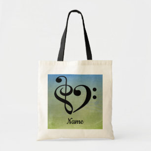 Treble Clef Bass Clef Music Heart Customized Tote Bag