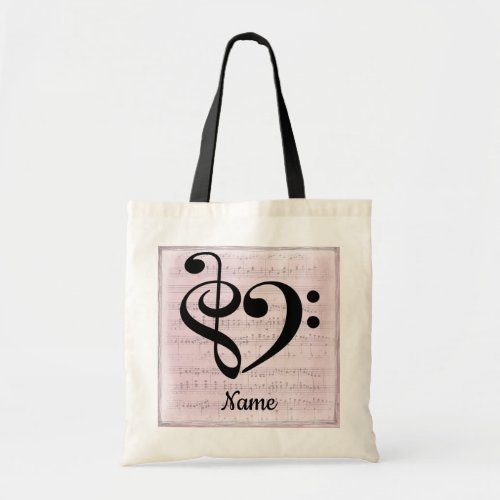 Treble Clef Bass Clef Music Heart Customized Tote Bag