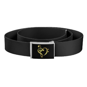 Treble clef, bass clef music heart love belt
