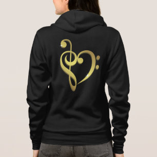 Treble clef, bass clef music heart love hoodie