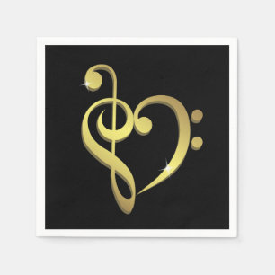Treble clef, bass clef music heart love napkins