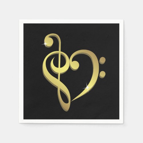 Treble clef bass clef music heart love napkins