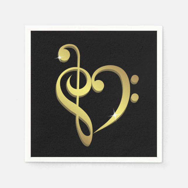 Treble clef, bass clef music heart love napkins (Front)