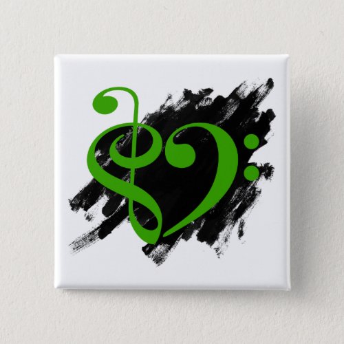 Kelly Green Treble Clef Bass Clef Musical Heart Grunge Bassist Square Button