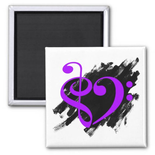 Royal Purple Treble Clef Bass Clef Musical Heart Grunge Bassist Square Magnet