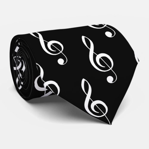 Treble Clef Black Musical Tie