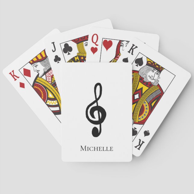 Treble Clef Black White Music Poker Cards (Back)