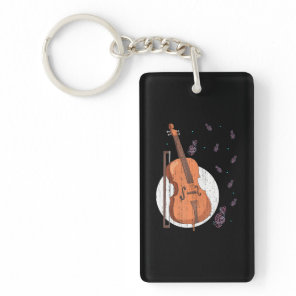 Treble Clef Cellist Musical Instrument Cello Keychain