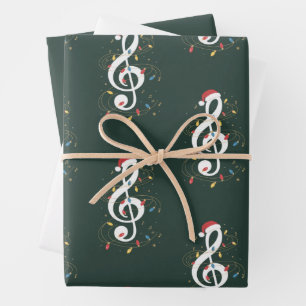 Treble Clef Christmas Lights Music Lover Musician Wrapping Paper Sheets