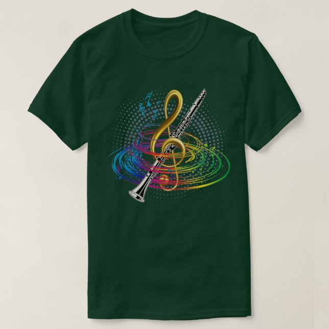 Treble Clef Clarinet T-Shirt (Design Front)