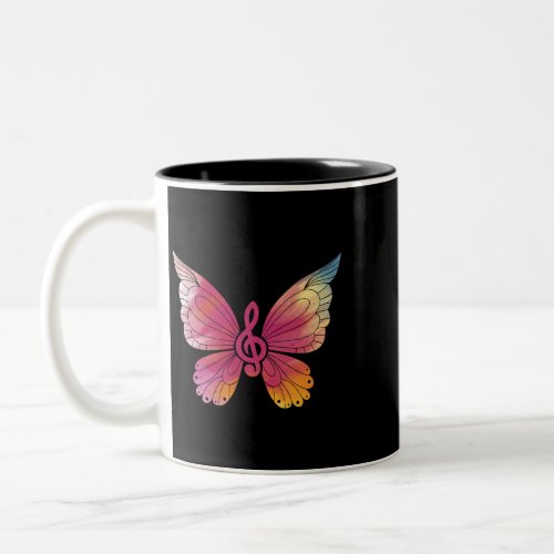 Treble Clef Classical Musician Composer Butterfly  Two_Tone Coffee Mug