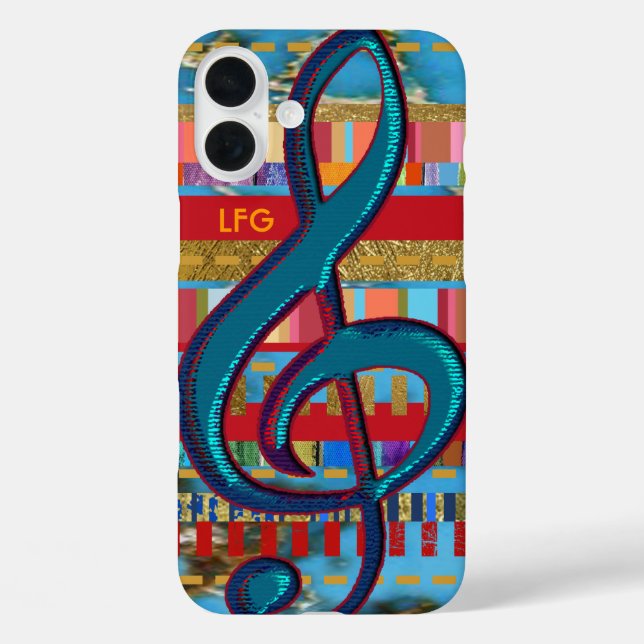treble-clef & colorful-stripes personalized Case-Mate iPhone case (Back)