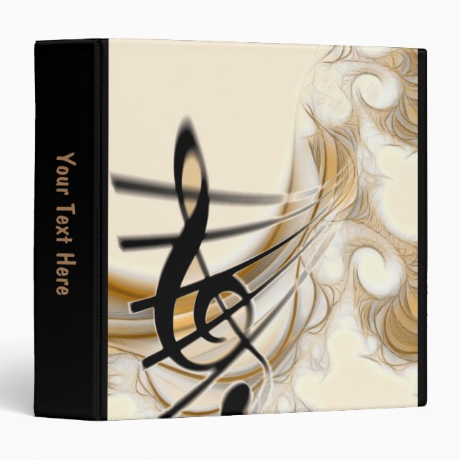 Treble Clef Composition Gold Musician 3 Ring Binder (Front/Spine)