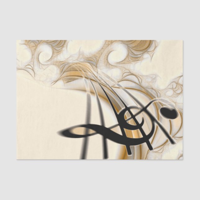 Treble Clef Composition Gold Musician Decoupage Tissue Paper (Front)