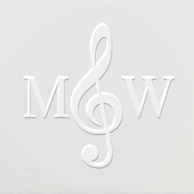 Treble Clef Couple Wedding 2 Initial Monogram Embosser (Design)