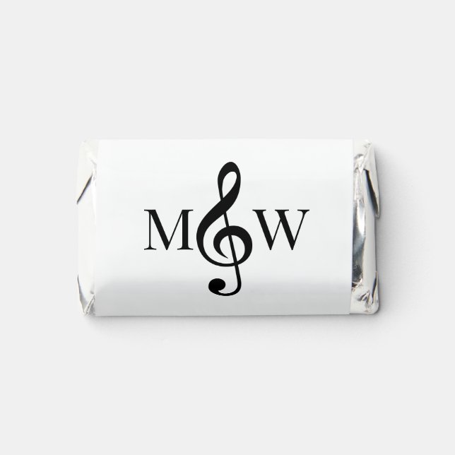 Treble Clef Couple Wedding 2 Initial Monogram Hershey's Miniatures (Front)
