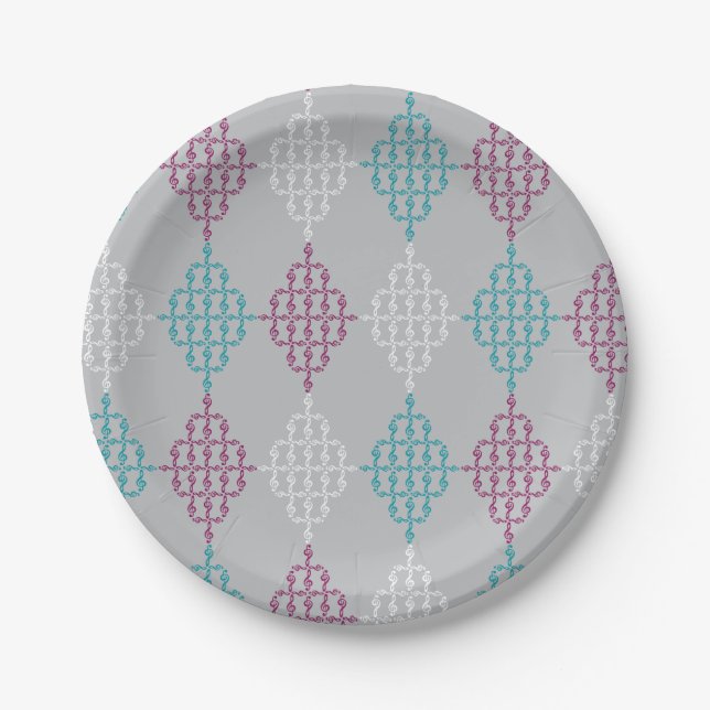 Treble Clef Diamonds Paper Plates (Front)
