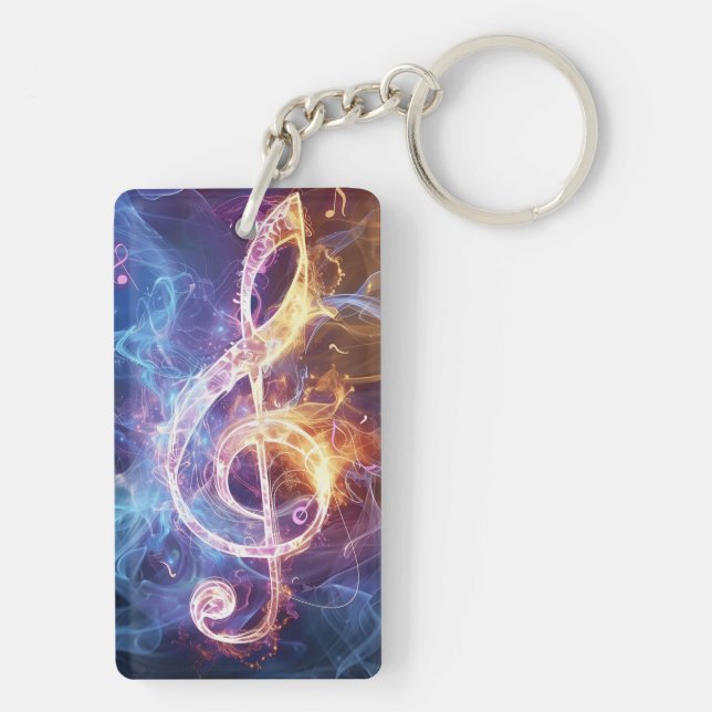 Treble Clef Digital Art Keychain (Back)