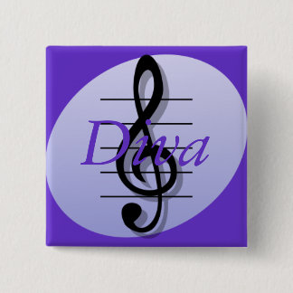 Treble Clef, Diva Pinback Button