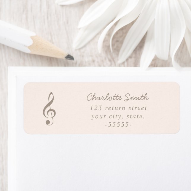 Treble Clef Elegant Script Music Teacher Modern Label (Insitu)