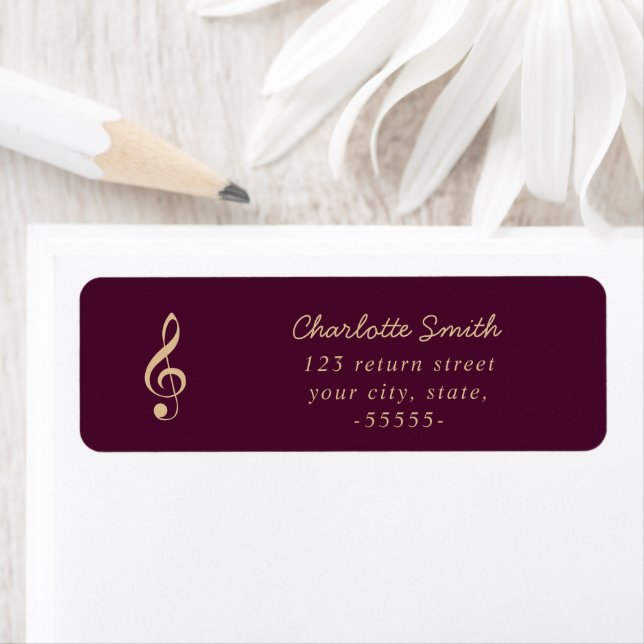Treble Clef Elegant Script Music Teacher Modern Label (Insitu)