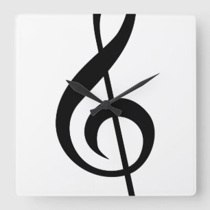 Treble Clef G-Clef Musical Symbol Square Wall Clock